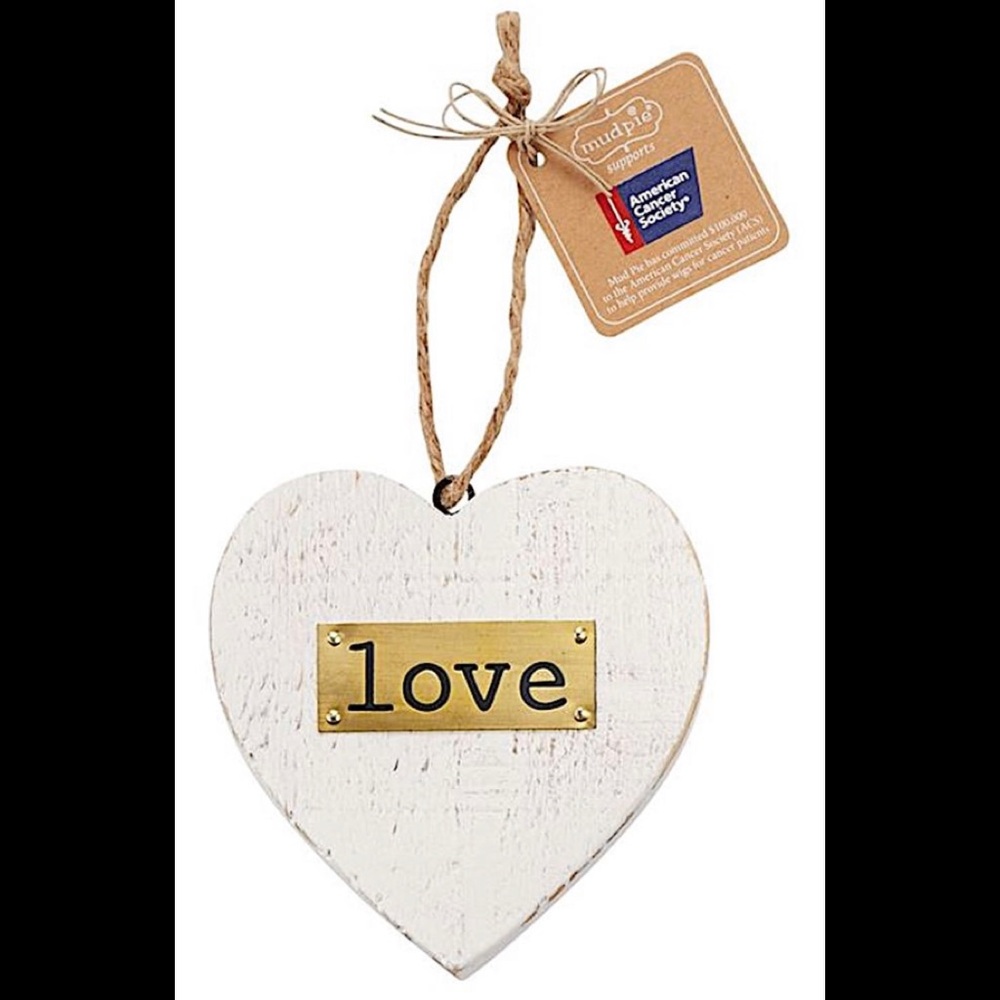 Mudpie Love Wood Heart American Cancer Society Orn